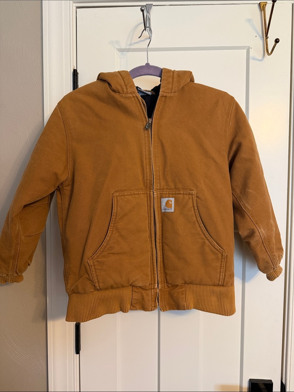 Carhartt Tan Hooded Canvas Work Jacket